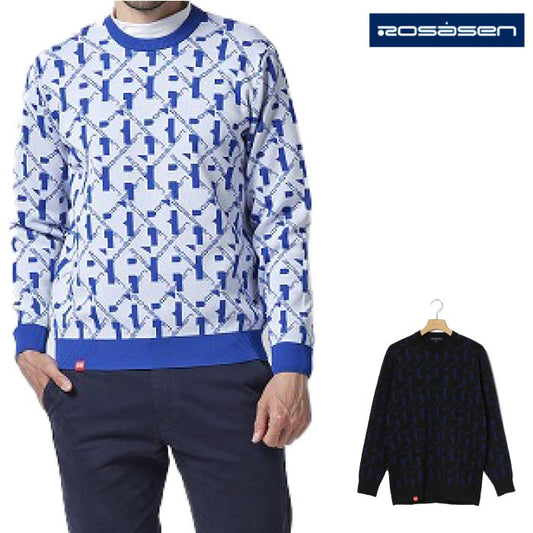 Rosasenロサーセン メンズ モノグラムジャカードエコニット 044-19911