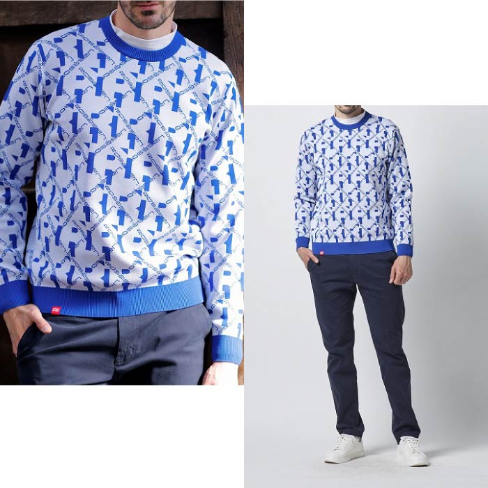 Rosasenロサーセン メンズ モノグラムジャカードエコニット 044-19911