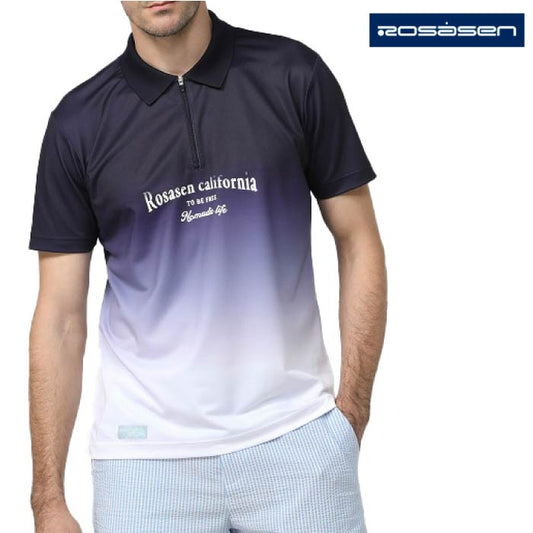Rosasenロサーセン 半袖シャツ ゴルフウェア メンズ 吸水速乾 メランジ調鹿の子半袖シャツ 044-21445