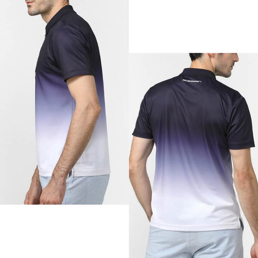 Rosasenロサーセン 半袖シャツ ゴルフウェア メンズ 吸水速乾 メランジ調鹿の子半袖シャツ 044-21445