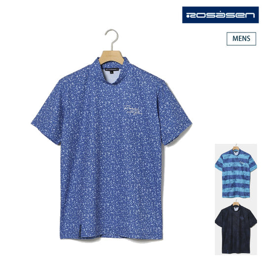 Rosasenロサーセン メンズ エコハイゲージ裏カノコプリント半袖モックネック エコ・吸水速乾・UV・ストレッチ・遮熱 044-28444