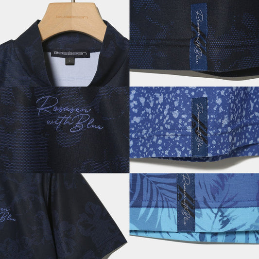 Rosasenロサーセン メンズ エコハイゲージ裏カノコプリント半袖モックネック エコ・吸水速乾・UV・ストレッチ・遮熱 044-28444