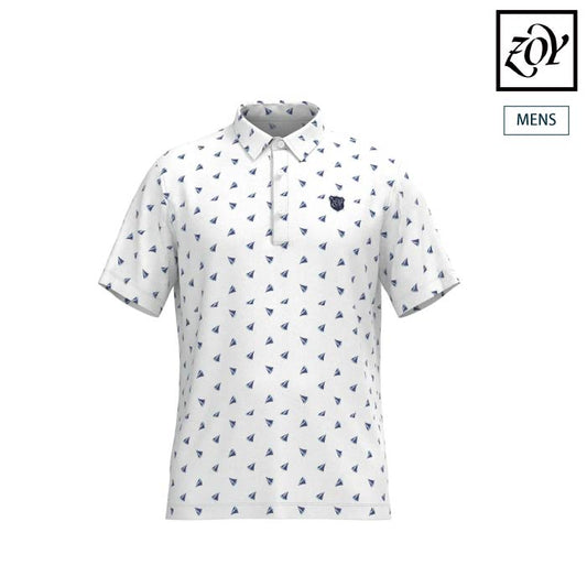 ZOY ゾーイ ゴルフウェア メンズ MENS ヨットプリント 半袖シャツ 吸水速乾 接触冷感 UVカット 071452019