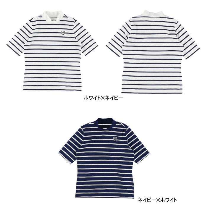 ZOY ゾーイ レディース WOMENS 先染めボーダー 半袖モックネック 【高機能素材】 071632021