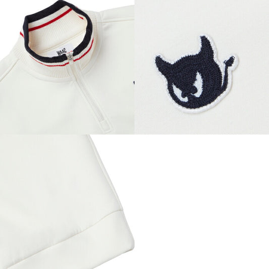 WAAC ワック ゴルフウェア メンズ WOMEN ダンボールニットスポーティーハーフジップ WAACKY刺繍ワッペン ストレッチ性 イージーケア 072254080