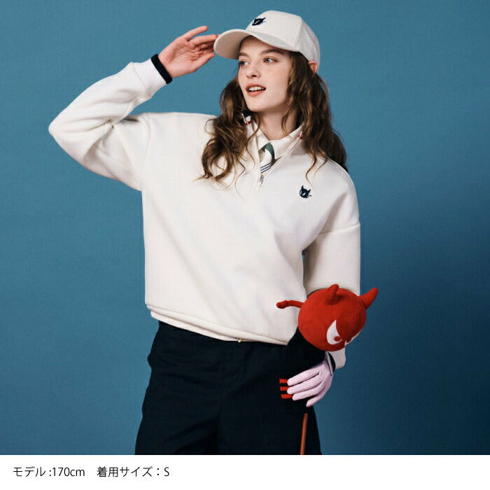 WAAC ワック ゴルフウェア メンズ WOMEN ダンボールニットスポーティーハーフジップ WAACKY刺繍ワッペン ストレッチ性 イージーケア 072254080