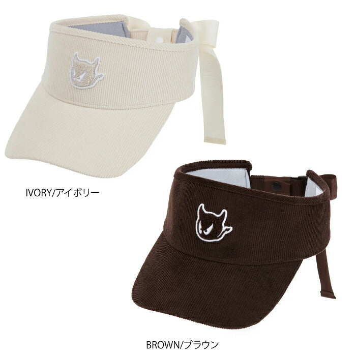 WAAC ワック ゴルフウェア レディース WOMEN コーデュロイリボンバイザー フェミニン リボン取り外し可能 072254838