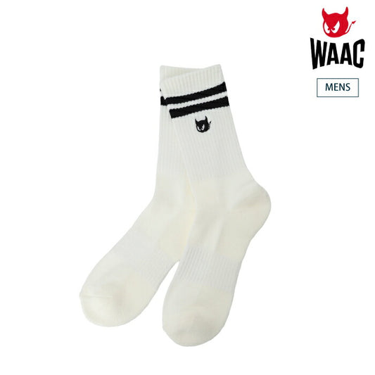 WAAC ワック ゴルフウェア メンズ ラインミドルソックス パイル加工 クッション性 スポーティー シンプル 072254842
