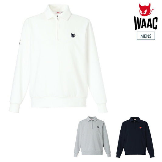 WAAC ワック ゴルフウェア メンズ MEN コットンタッチ ハーフジップポロ 長袖シャツ 吸水速乾性 ストレッチ性 UVカット ハンドウォッシャブル仕様 072262011