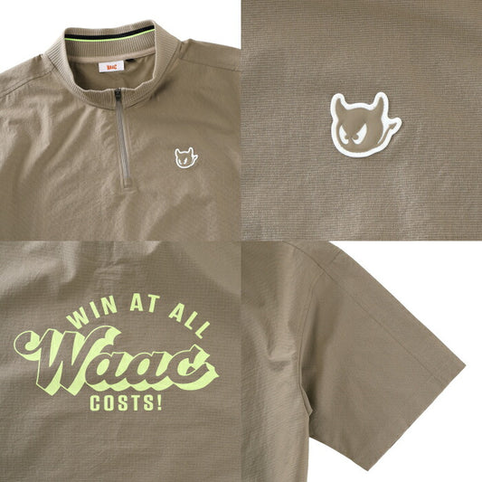 WAAC ワック ゴルフウェア メンズ MEN COOLDOTSミニリップストップ ハーフジップ 半袖ブルゾン 撥水 2WAYストレッチ 防シワ ウォッシャブル セットアップ対応 072262034
