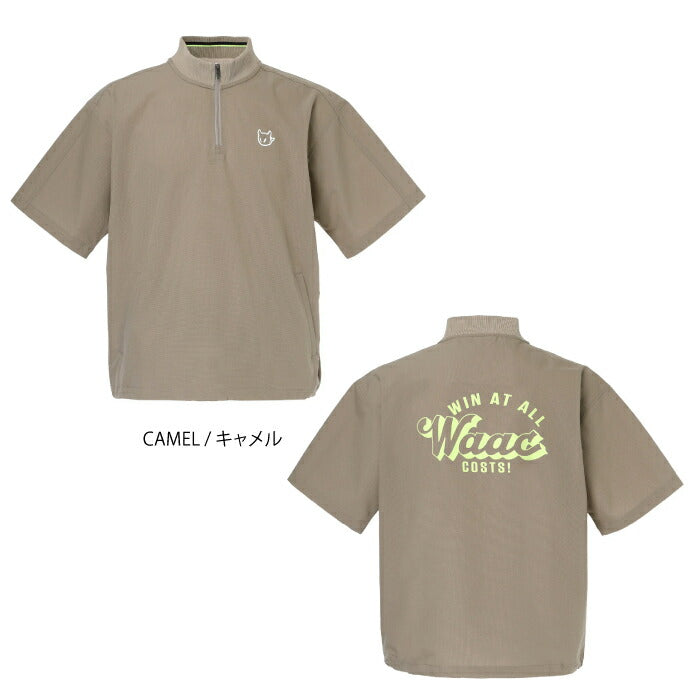 WAAC ワック ゴルフウェア メンズ MEN COOLDOTSミニリップストップ ハーフジップ 半袖ブルゾン 撥水 2WAYストレッチ 防シワ ウォッシャブル セットアップ対応 072262034