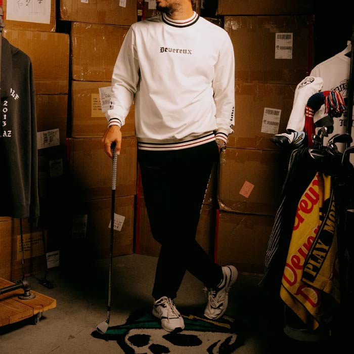 DEVEREUX GOLF デヴァローゴルフ ゴルフウェア メンズ 16Runclub ストライプリブモック 長袖 シャツ プルオーバー 075754007