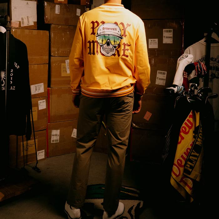 DEVEREUX GOLF デヴァローゴルフ ゴルフウェア メンズ DeadMan Running ストライプリブモック 長袖 シャツ プルオーバー 075754008