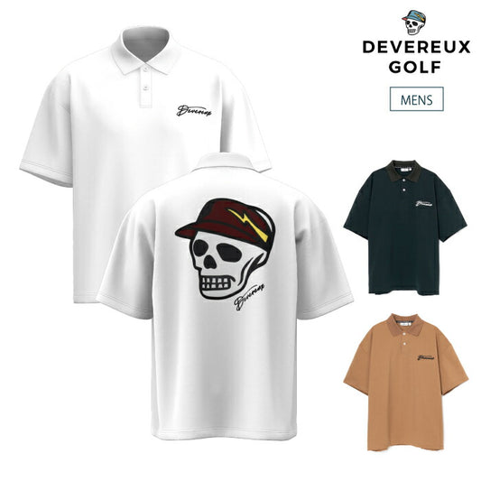 DEVEREUX GOLF デヴァローゴルフ ゴルフウェア メンズ DVG OVER FIT POLO 半袖ポロシャツ UVカット ゆったりとしたサイズ設計 日本製 075762012