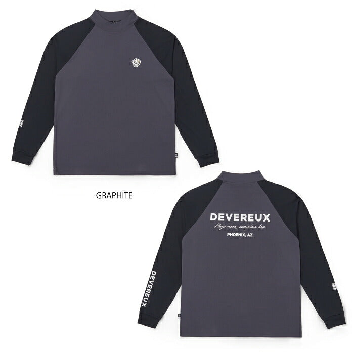 DEVEREUX GOLF デヴァローゴルフ ゴルフウェア メンズ DVG STANDARD LS MOCK TEE モックネック長袖Tシャツ 吸水速乾 ストレッチ UVカット 日本製 075764003