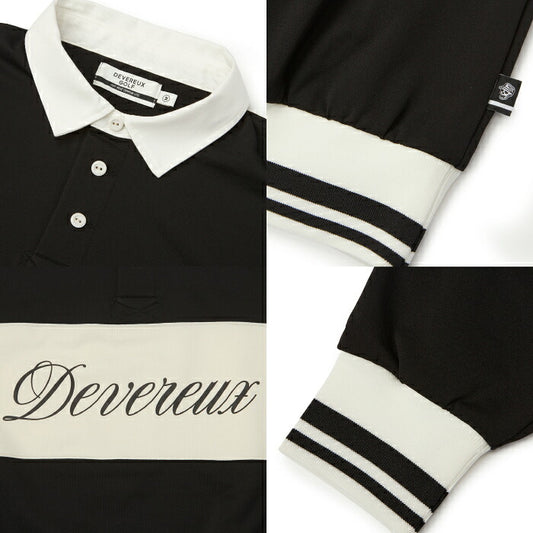 DEVEREUX GOLF デヴァローゴルフ ゴルフウェア メンズ DVG L/S LINE POLO ロングスリーブポロ 長袖ポロシャツ ラガーシャツスタイル 吸水速乾 UVカット 日本製 075764012