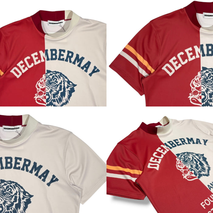 DECEMBERMAY ディセンバーメイ ゴルフウェア メンズ 半袖モックネックシャツ Lovers tiger bicolor mock neck shirt/ MEN 吸湿速乾 防透 紫外線防止 1-505-0151
