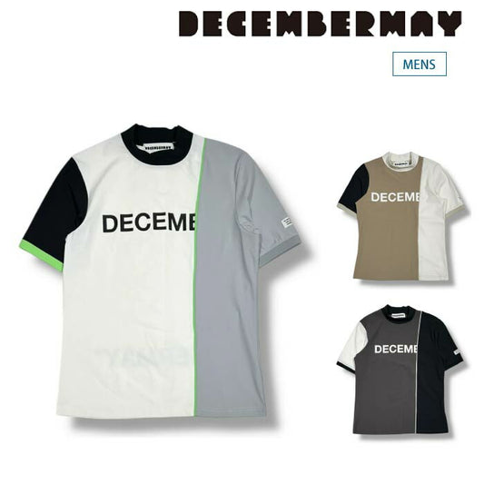 DECEMBERMAY ディセンバーメイ ゴルフウェア メンズ モックネック Bi-color logo mock neck half sleeve shirt/ MEN 接触冷感機能 UV機能 2WAYストレッチ 透け防止 1-505-0152