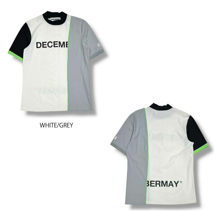 DECEMBERMAY ディセンバーメイ ゴルフウェア メンズ モックネック Bi-color logo mock neck half sleeve shirt/ MEN 接触冷感機能 UV機能 2WAYストレッチ 透け防止 1-505-0152