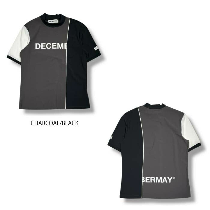 DECEMBERMAY ディセンバーメイ ゴルフウェア メンズ モックネック Bi-color logo mock neck half sleeve shirt/ MEN 接触冷感機能 UV機能 2WAYストレッチ 透け防止 1-505-0152