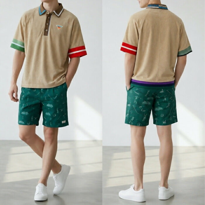 DECEMBERMAY ディセンバーメイ ゴルフウェア メンズ Dolman sleeve polo MEN 半袖ポロシャツ ポップな配色 1-605-0161