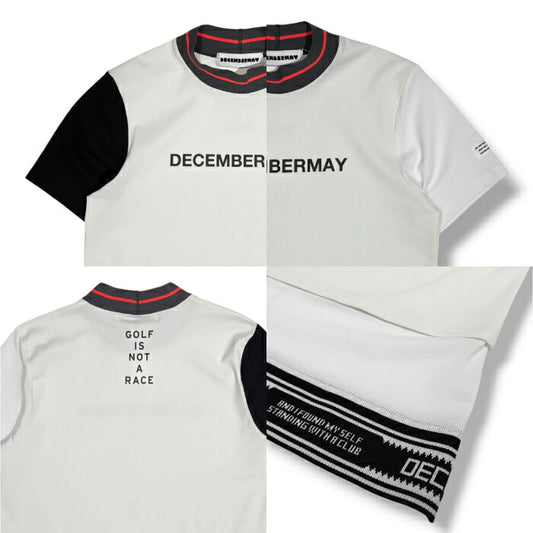 DECEMBERMAY ディセンバーメイ ゴルフウェア メンズ Mesh-paneled mock neck MEN 半袖モックネックシャツ 吸水速乾 透防性能 接触冷感 軽量で風通しの良いアイテム 1-605-0166