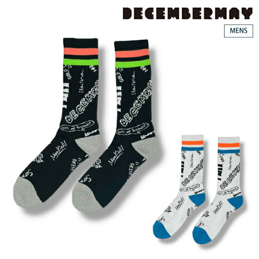 DECEMBERMAY ディセンバーメイ ゴルフウェア メンズ ミドル丈ソックス Hand paint logo socks/ MEN 天然有機系デオドラント加工 1-999-4107【メール便可】