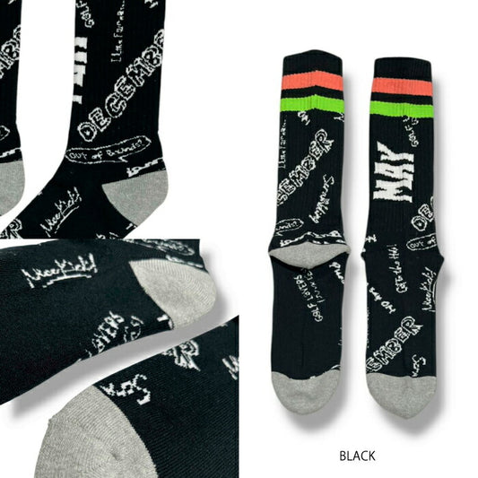 DECEMBERMAY ディセンバーメイ ゴルフウェア メンズ ミドル丈ソックス Hand paint logo socks/ MEN 天然有機系デオドラント加工 1-999-4107【メール便可】