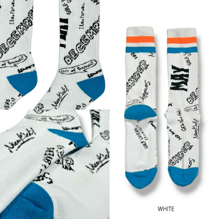 DECEMBERMAY ディセンバーメイ ゴルフウェア メンズ ミドル丈ソックス Hand paint logo socks/ MEN 天然有機系デオドラント加工 1-999-4107【メール便可】