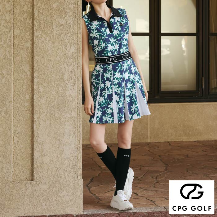 CPG GOLF シーピージーゴルフ ゴルフウェア レディース FLOWER MOTIF ONE PIECE NS 高機能素材 速乾性 2WAYストレッチ UVカット 防透け 1107-25123
