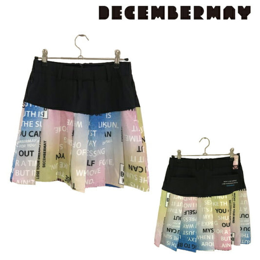 DECEMBERMAY ディセンバーメイ レディース Rainbow Art message Pleatedskirt コラージュパターンプリーツスカート インナーパンツ 2-105-2514