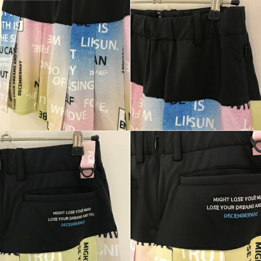 DECEMBERMAY ディセンバーメイ レディース Rainbow Art message Pleatedskirt コラージュパターンプリーツスカート インナーパンツ 2-105-2514