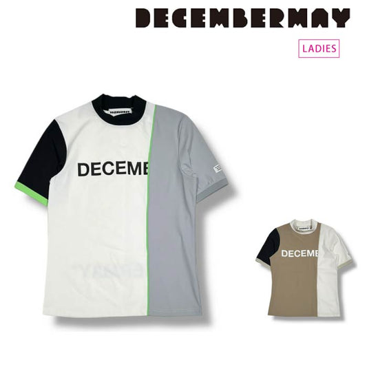 DECEMBERMAY ディセンバーメイ ゴルフウェア レディース モックネック Bi-color logo mock neck half sleeve shirt/ WOMEN 接触冷感機能 UV機能 2WAYストレッチ 透け防止 2-505-0152