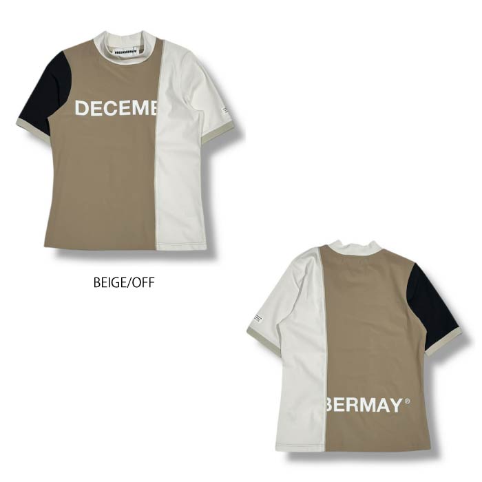 DECEMBERMAY ディセンバーメイ ゴルフウェア レディース モックネック Bi-color logo mock neck half sleeve shirt/ WOMEN 接触冷感機能 UV機能 2WAYストレッチ 透け防止 2-505-0152