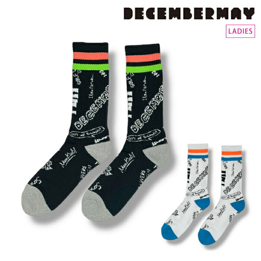 DECEMBERMAY ディセンバーメイ ゴルフウェア レディース ミドル丈ソックス Hand paint logo socks/ WOMEN 天然有機系デオドラント加工 2-999-4107