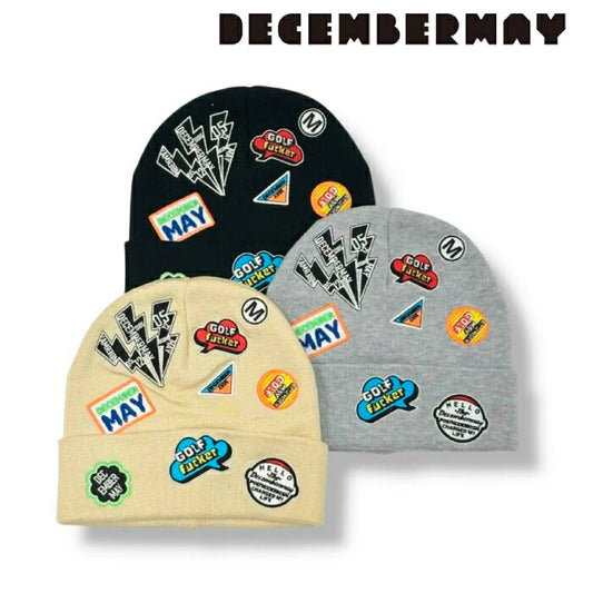 DECEMBERMAY ディセンバーメイ ゴルフウェア メンズ レディース Embroidery beanie/ UNISEX ユニセックス ニット 総柄刺繍ビーニー 保温性 3-999-5208
