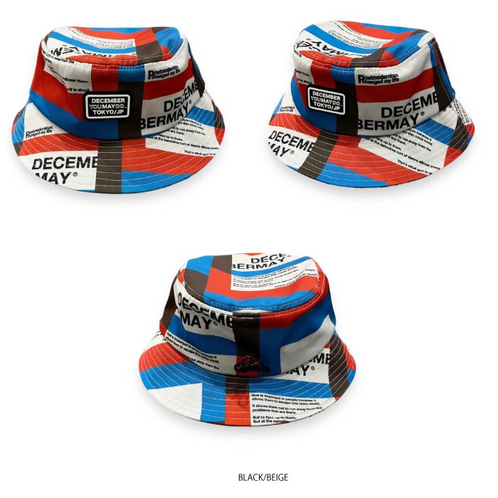DECEMBERMAY ディセンバーメイ ゴルフ メンズ レディース 帽子 ハット Tricolor print bucket hat / UNISEX 速乾 耐久撥水 3-999-5331