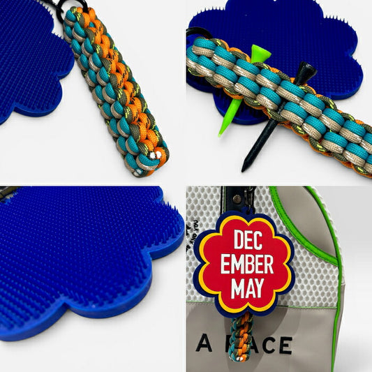 DECEMBERMAY ディセンバーメイ ゴルフ メンズ レディース Flower silicon ball wiper with tee holder UNISEX ボールワイパー シリコン製 ティー挿し コード編み カラビナ付 3-999-9016