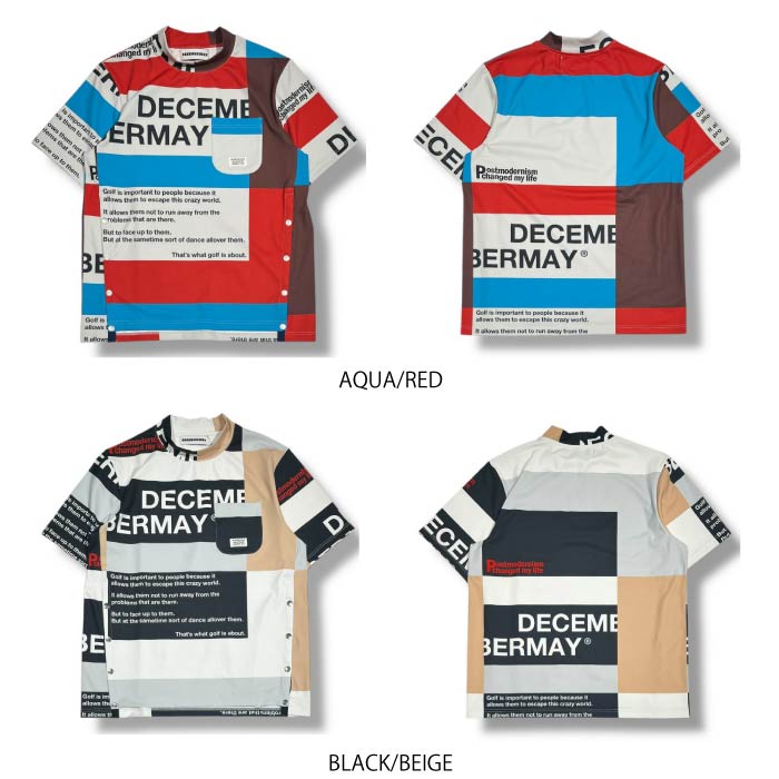 DECEMBERMAY ディセンバーメイ ゴルフウェア メンズ レディース 半袖モックネックシャツ Tricolor Half sleeve Tee/ UNISEX 4-505-1109