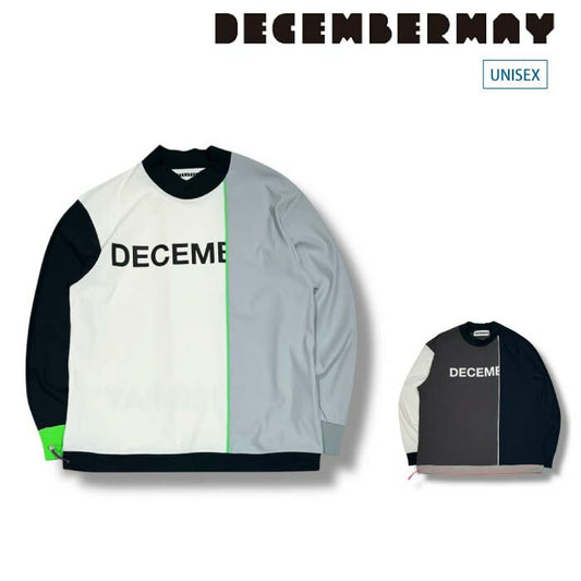 DECEMBERMAY ディセンバーメイ ゴルフウェア メンズ レディース Bi-color logo mock neck long sleeve tee UNISEX モックネック 長袖シャツ 接触冷感機能 UV機能 2WAYストレッチ 透け防止 軽量 4-505-1111