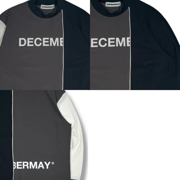 DECEMBERMAY ディセンバーメイ ゴルフウェア メンズ レディース Bi-color logo mock neck long sleeve tee UNISEX モックネック 長袖シャツ 接触冷感機能 UV機能 2WAYストレッチ 透け防止 軽量 4-505-1111