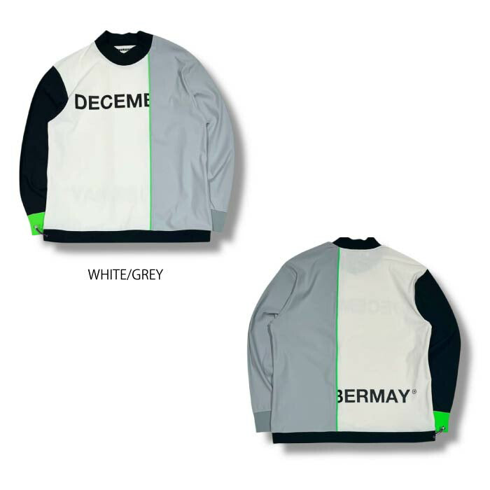 DECEMBERMAY ディセンバーメイ ゴルフウェア メンズ レディース Bi-color logo mock neck long sleeve tee UNISEX モックネック 長袖シャツ 接触冷感機能 UV機能 2WAYストレッチ 透け防止 軽量 4-505-1111