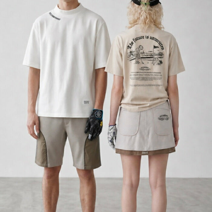 DECEMBERMAY ディセンバーメイ ゴルフウェア メンズ レディース F.I.U blister mock tee UNISEX 半袖モックネックシャツ コンパクトダブルニット素材 吸水速乾性 オーバーサイズ 4-605-0165