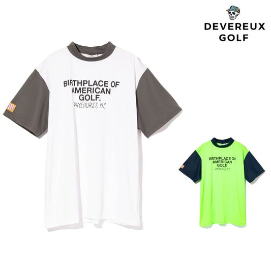 DEVEREUX GOLF デヴァローゴルフ ゴルフウェア メンズ US Fly EagleモックネックTEE 吸湿速乾 UVカット 防透け モックネックTシャツ 日本製 763572013
