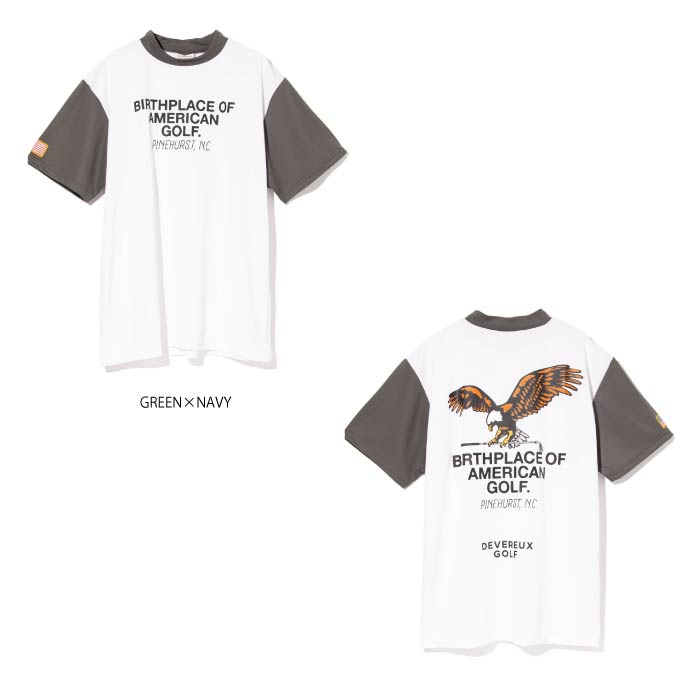 DEVEREUX GOLF デヴァローゴルフ ゴルフウェア メンズ US Fly EagleモックネックTEE 吸湿速乾 UVカット 防透け モックネックTシャツ 日本製 763572013