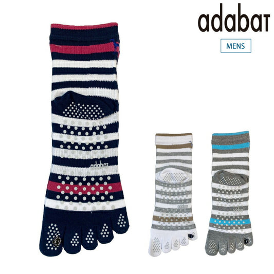 adabat アダバット ゴルフウェア メンズ ボーダーデザイン 5本指ソックス 860-02271 【メール便可】