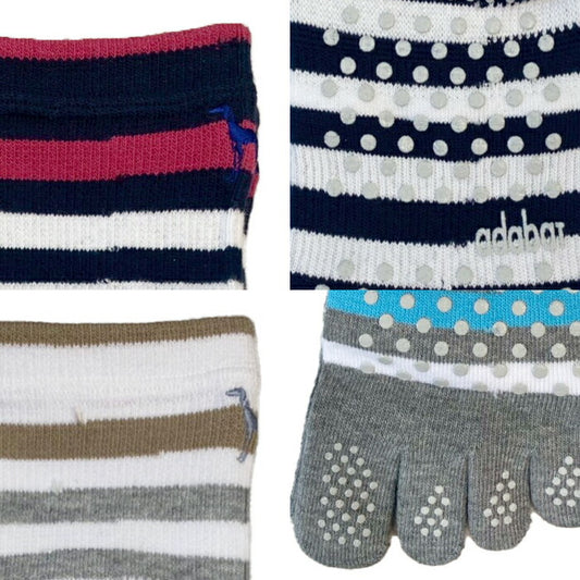 adabat アダバット ゴルフウェア メンズ ボーダーデザイン 5本指ソックス 860-02271 【メール便可】