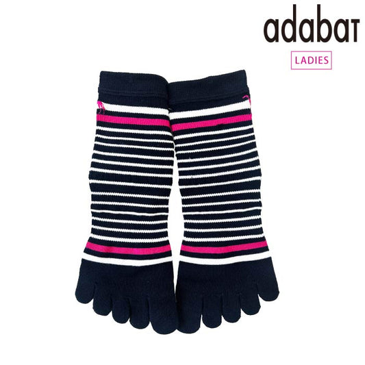 adabat アダバット ゴルフウェア レディース ボーダーデザイン 5本指ソックス 864-02271 【メール便可】