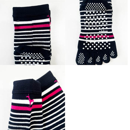 adabat アダバット ゴルフウェア レディース ボーダーデザイン 5本指ソックス 864-02271 【メール便可】