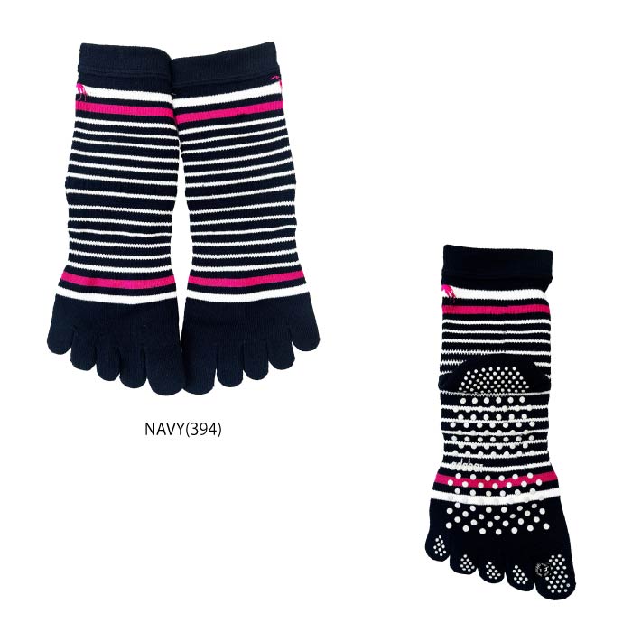 adabat アダバット ゴルフウェア レディース ボーダーデザイン 5本指ソックス 864-02271 【メール便可】